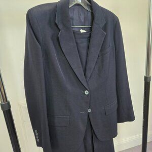 Saint Laurie Women's Navy Blue Lined Skirted Suit, Size 10, Hand Stitched